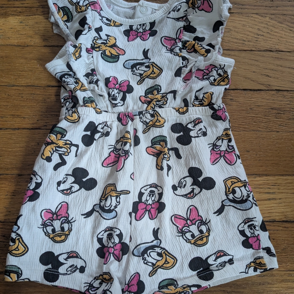 ⭐$7 WHEN BUNDLED⭐Disney White Romper with Colorful Character Prints